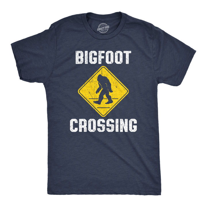 Funny Heather Navy - CROSSING Bigfoot Crossing Mens T Shirt Nerdy Sarcastic Tee
