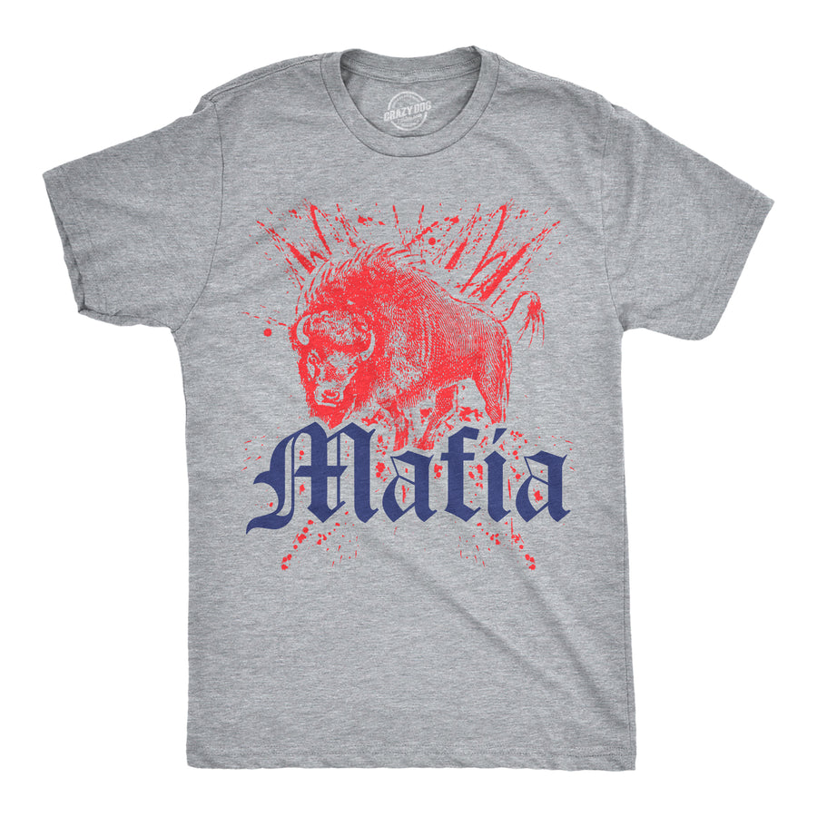 Funny Light Heather Grey Buffalo Mafia Mens T Shirt Nerdy Football Retro Tee