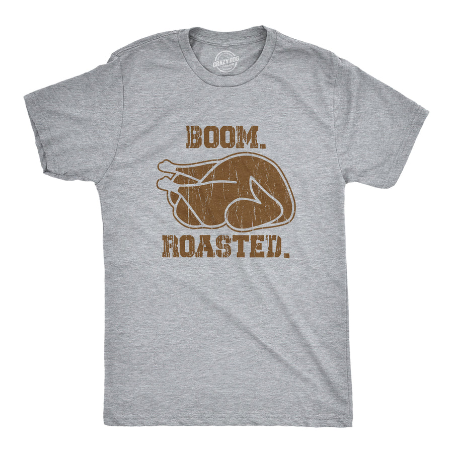 Funny Light Heather Grey - Boom Roasted Boom Roasted Mens T Shirt Nerdy Thanksgiving Food sarcastic Tee