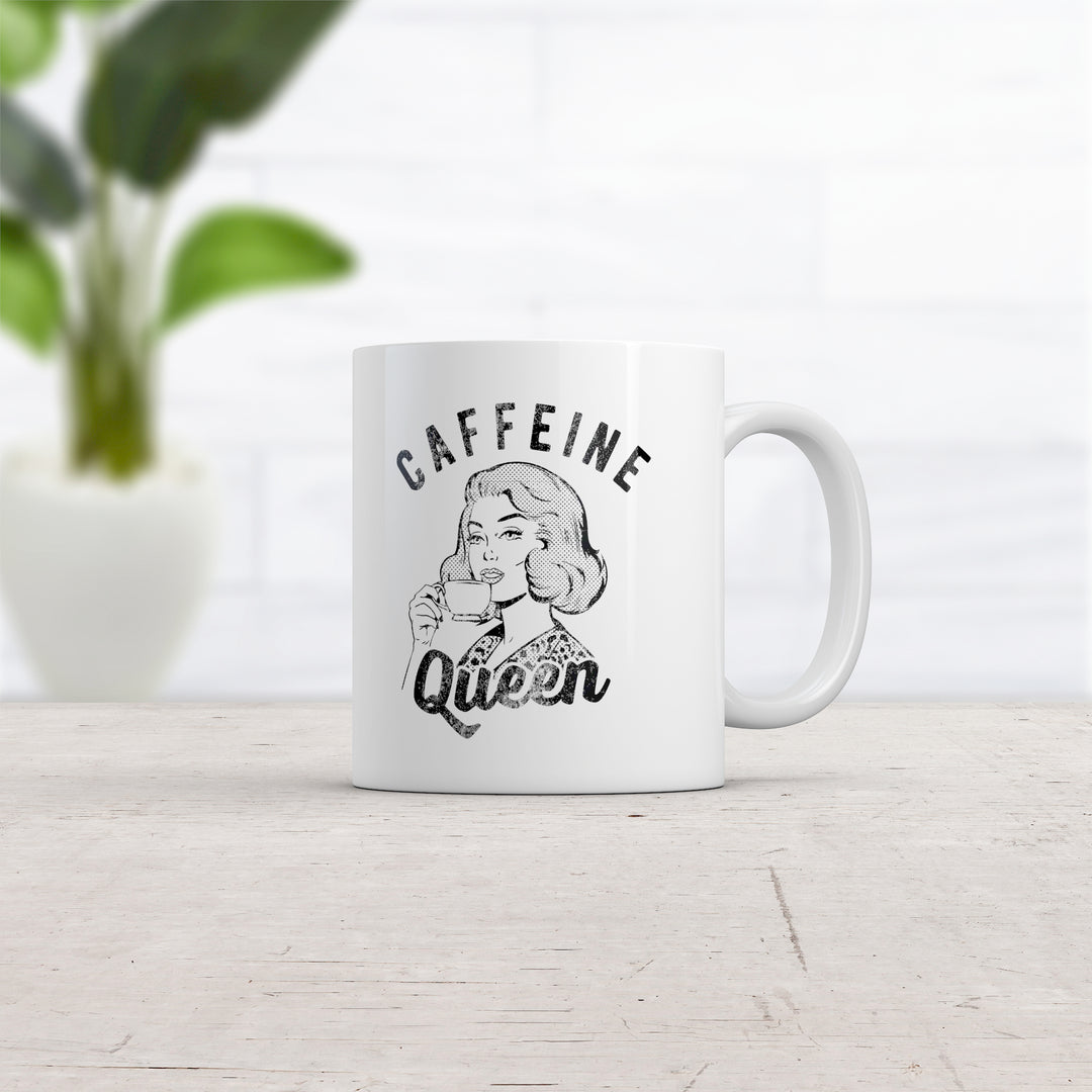 Caffeine Queen Mug Funny Sarcastic Royal Coffee Lover Graphic Novelty Cup-11oz