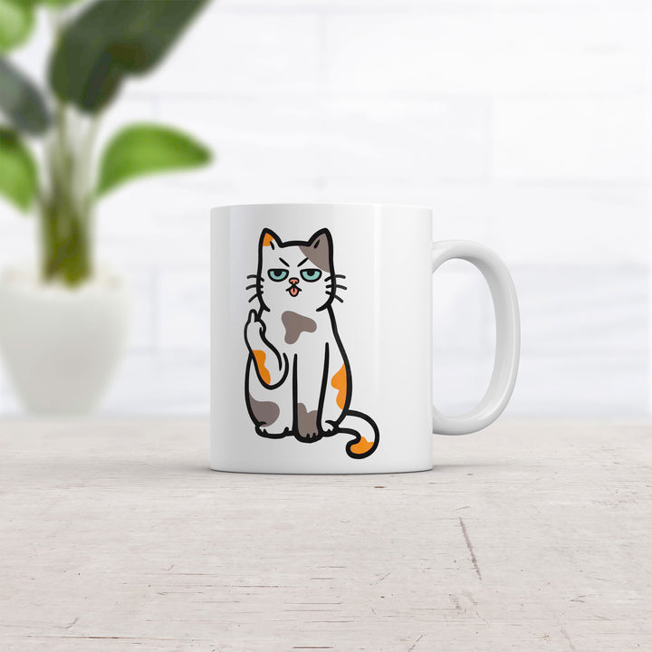 Cat Middle Finger Mug Funny Sarcastic Kitten Flipping Off Graphic Novelty Coffee Cup-11oz