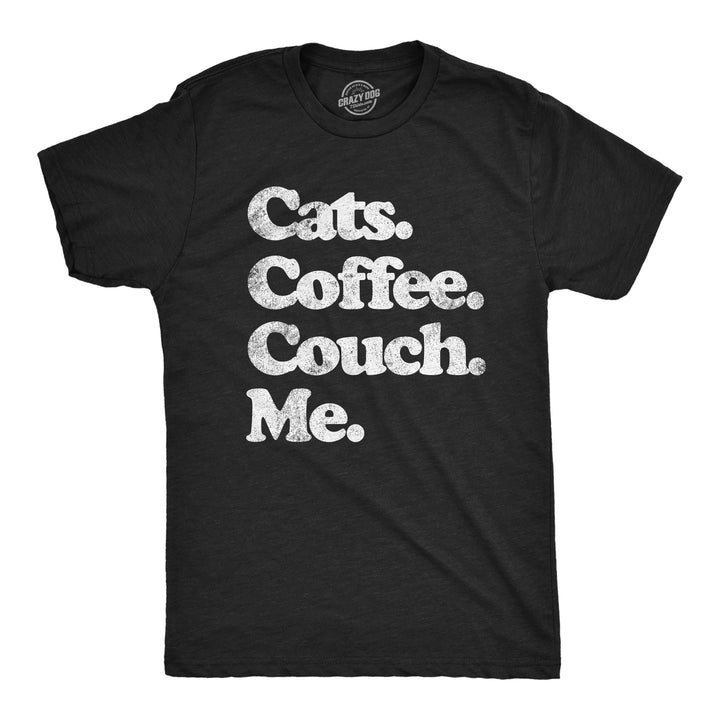 Funny Heather Black Cats Coffee Couch Me Mens T Shirt Nerdy Cat Coffee Tee