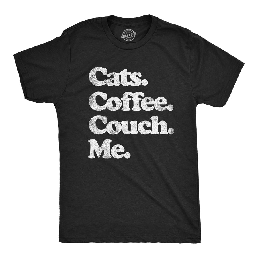 Funny Heather Black Cats Coffee Couch Me Mens T Shirt Nerdy Cat Coffee Tee