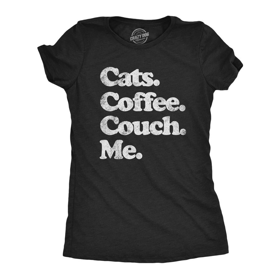 Funny Heather Black Cats Coffee Couch Me Womens T Shirt Nerdy Cat Coffee Tee