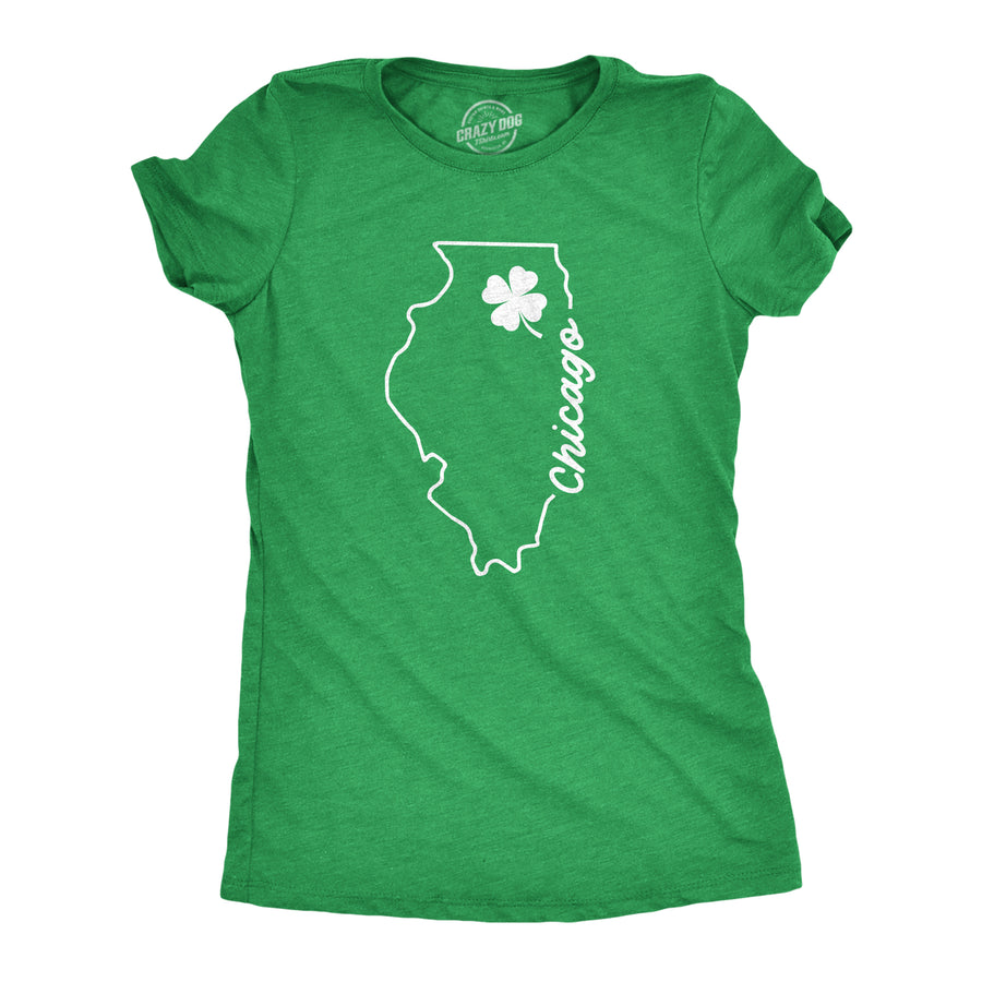 Funny Heather Green Chicago Illinois Saint Patrick's Womens T Shirt Nerdy Saint Patrick's Day Tee
