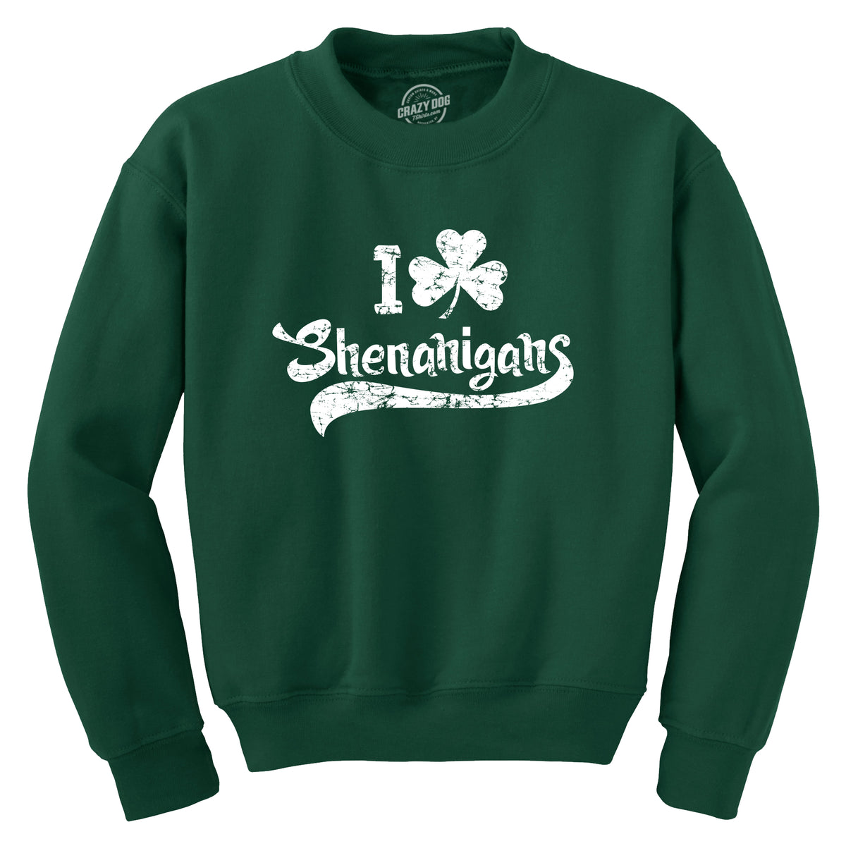 Funny Forest Green I Clover Shenanigans Sweatshirt Nerdy Saint Patrick&#39;s Day Drinking Tee