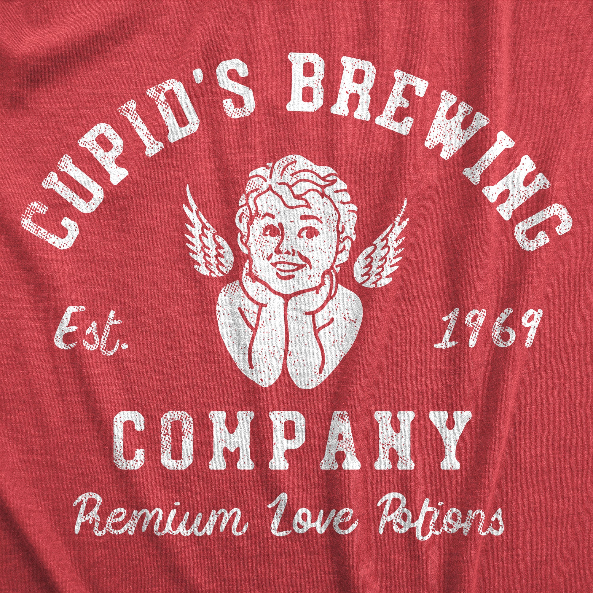 Funny Heather Red - Cupid Brewing Cupids Brewing Company Mens T Shirt Nerdy Valentine's Day Tee