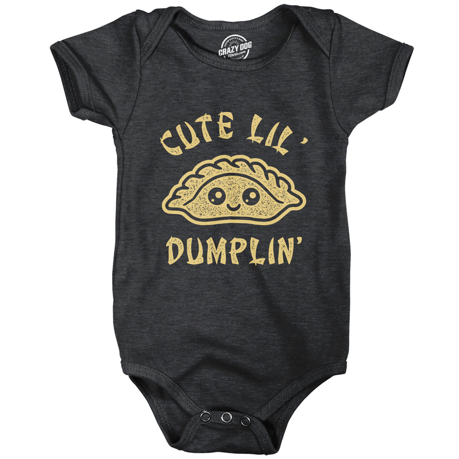 Funny Heather Black Cute Lil Dumplin Onesie Nerdy Food Sarcastic Tee