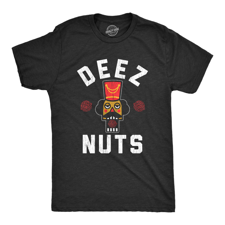 Funny Heather Black Deez Nuts Mens T Shirt Nerdy Christmas Sarcastic Tee