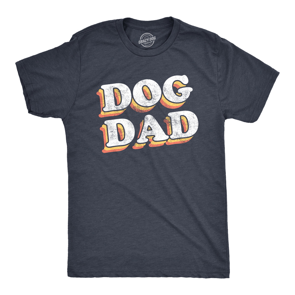 Funny Heather Navy Dog Dad Retro Mens T Shirt Nerdy Dog Retro Tee