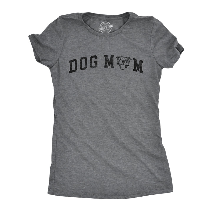 Funny Dark Heather Grey Dog Mom Pitbull Womens T Shirt Nerdy Dog Tee