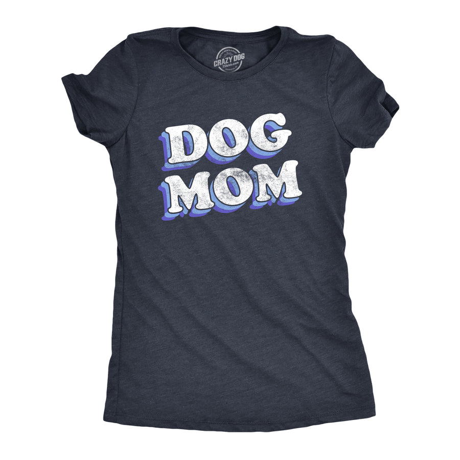 Funny Heather Navy Dog Mom Retro Womens T Shirt Nerdy Dog Retro Tee
