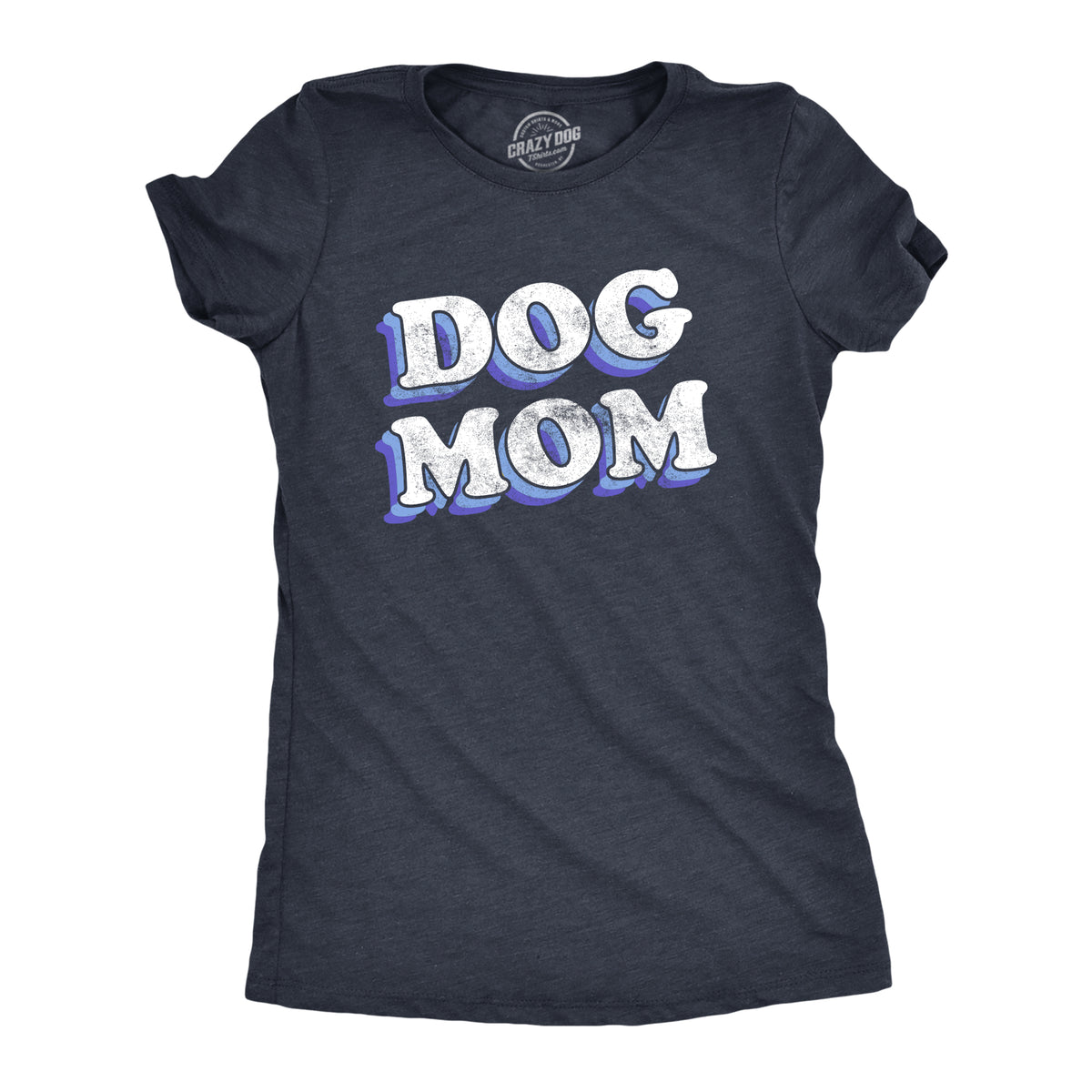 Funny Heather Navy Dog Mom Retro Womens T Shirt Nerdy Dog Retro Tee