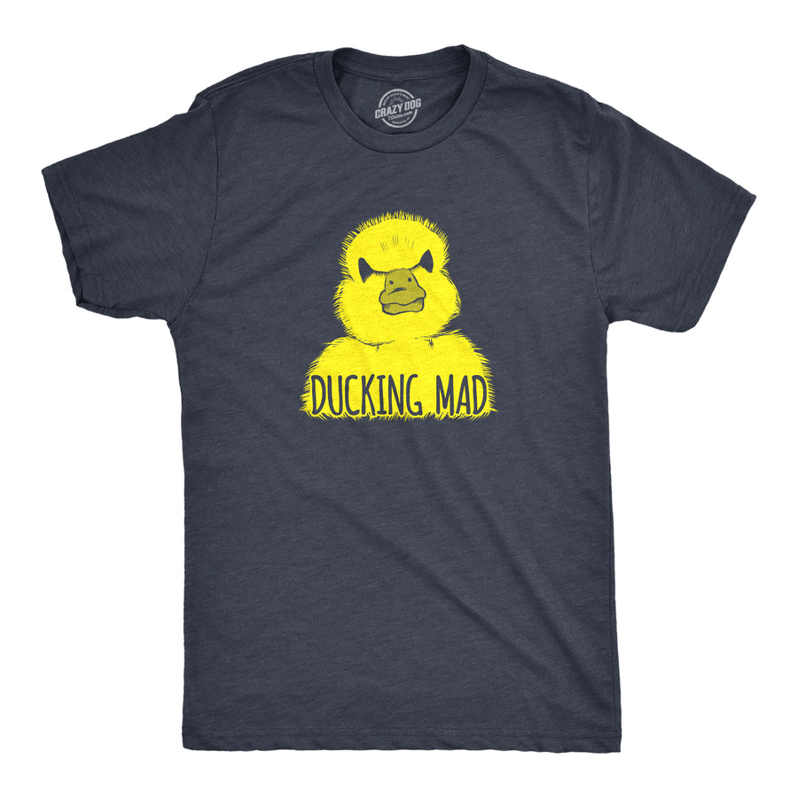 Funny Heather Navy - DUCKING Ducking Mad Mens T Shirt Nerdy Animal Tee