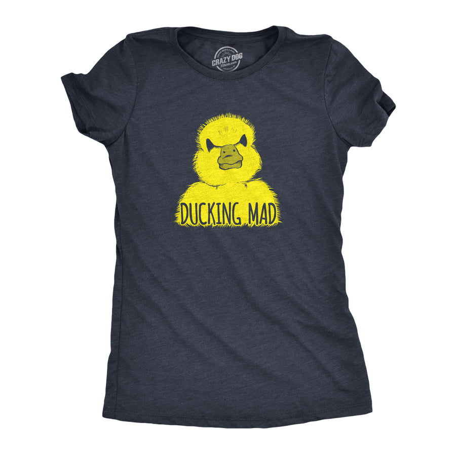 Funny Heather Navy - DUCKING Ducking Mad Womens T Shirt Nerdy Animal Tee
