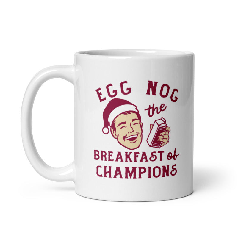 Funny White Eggnog The Breakfast Of Champions Coffee Mug Nerdy Christmas Drinking Tee