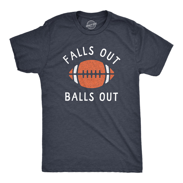 Funny Heather Navy - FALL Falls Out Balls Out Mens T Shirt Nerdy Football Tee