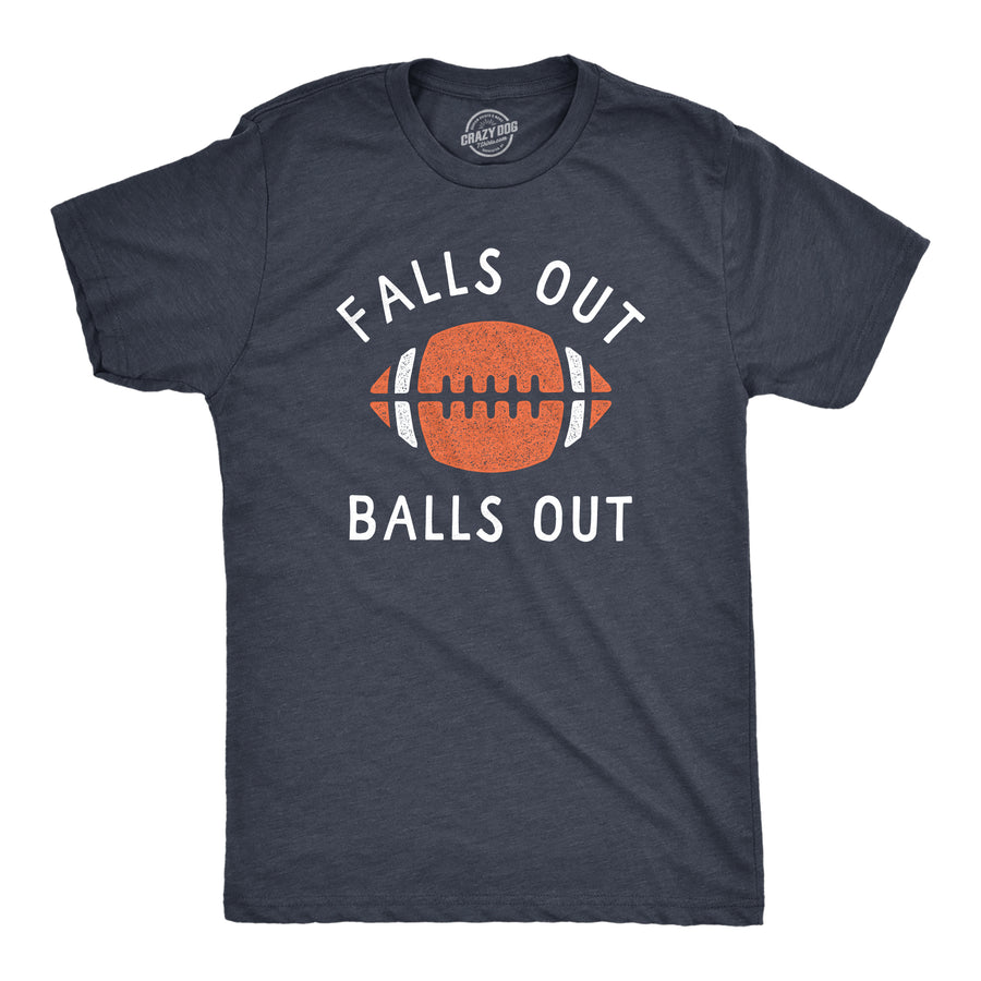 Funny Heather Navy - FALL Falls Out Balls Out Mens T Shirt Nerdy Football Tee
