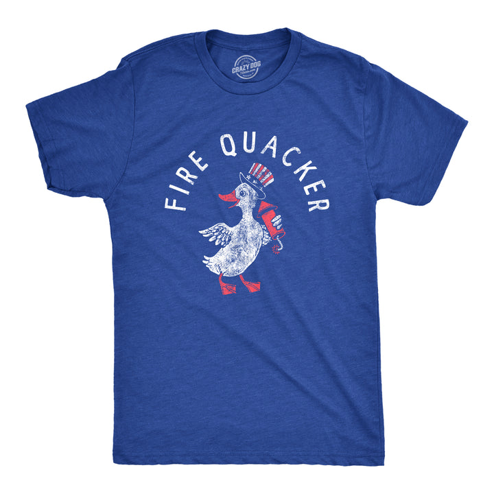 Funny Heather Royal Fire Quacker Mens T Shirt Nerdy Fourth Of July Sarcastic Tee