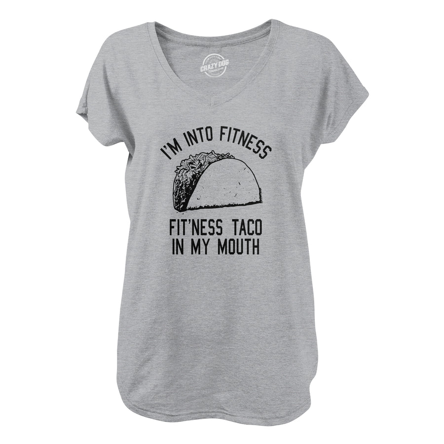 Funny Light Heather Grey Fitness Taco Nerdy Fitness Food sarcastic Tee