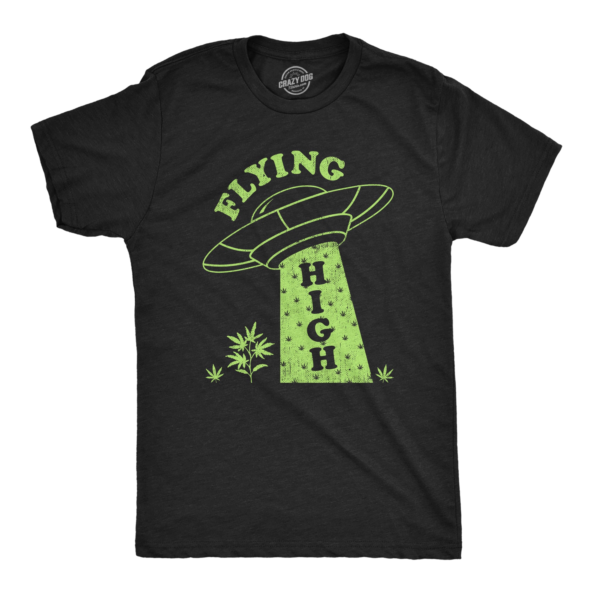 Funny Heather Black - HIGH Flying High Mens T Shirt Nerdy 420 Space Tee