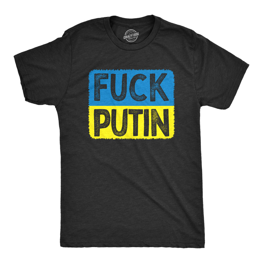 Funny Heather Black Fuck Putin Mens T Shirt Nerdy Political Tee