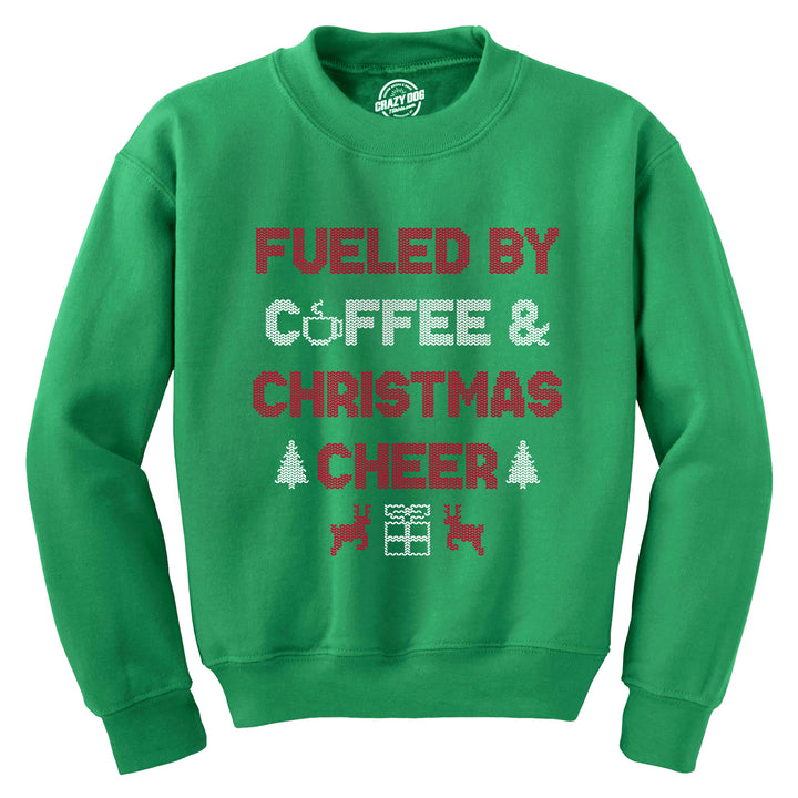 Funny Green - CHEER Fueled By Coffee And Christmas Cheer Sweatshirt Nerdy Christmas Coffee Tee