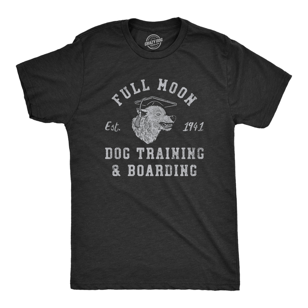 Funny Heather Black - MOON Full Moon Dog Training And Boarding Mens T Shirt Nerdy Halloween Dog Animal Tee