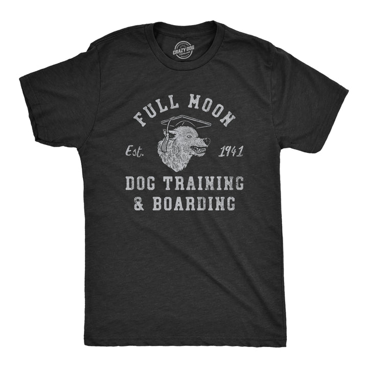 Funny Heather Black - MOON Full Moon Dog Training And Boarding Mens T Shirt Nerdy Halloween Dog Animal Tee