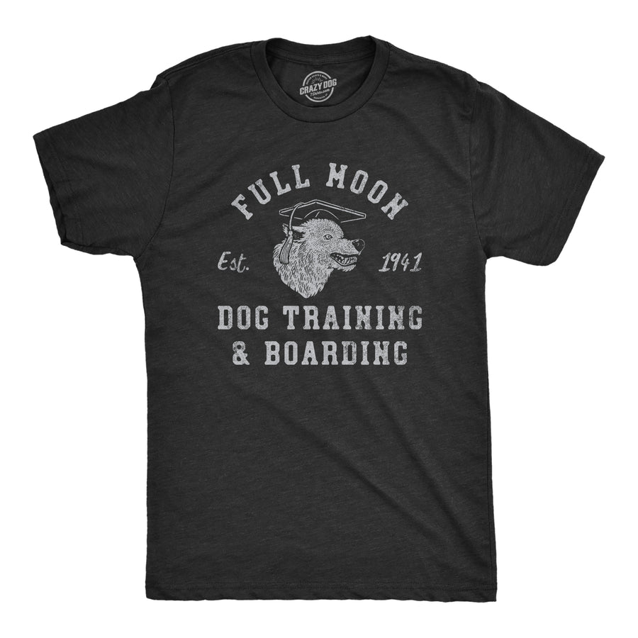Funny Heather Black - MOON Full Moon Dog Training And Boarding Mens T Shirt Nerdy Halloween Dog Animal Tee