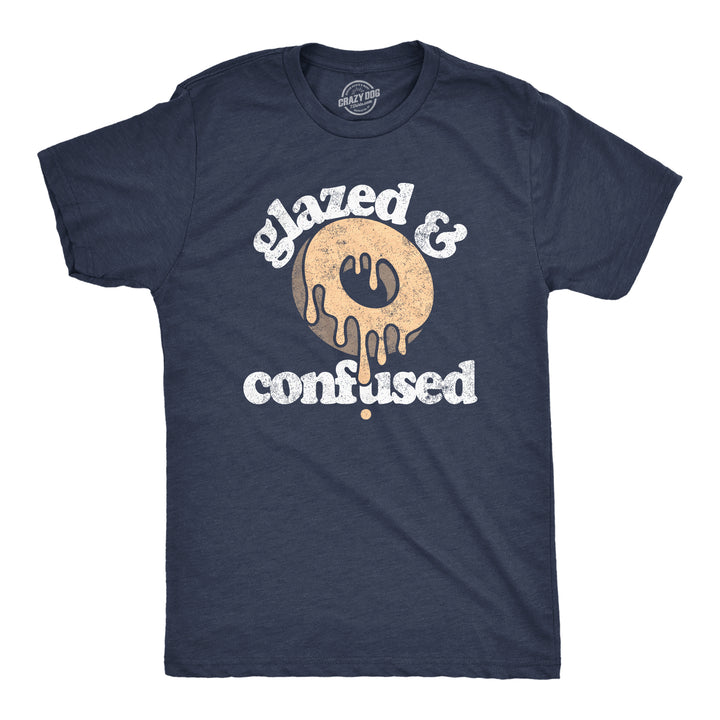 Funny Heather Navy - GLAZED Glazed And Confused Mens T Shirt Nerdy food Tee