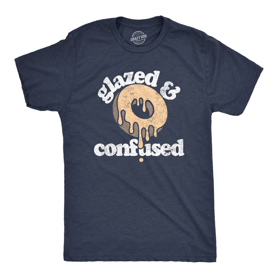 Funny Heather Navy - GLAZED Glazed And Confused Mens T Shirt Nerdy food Tee