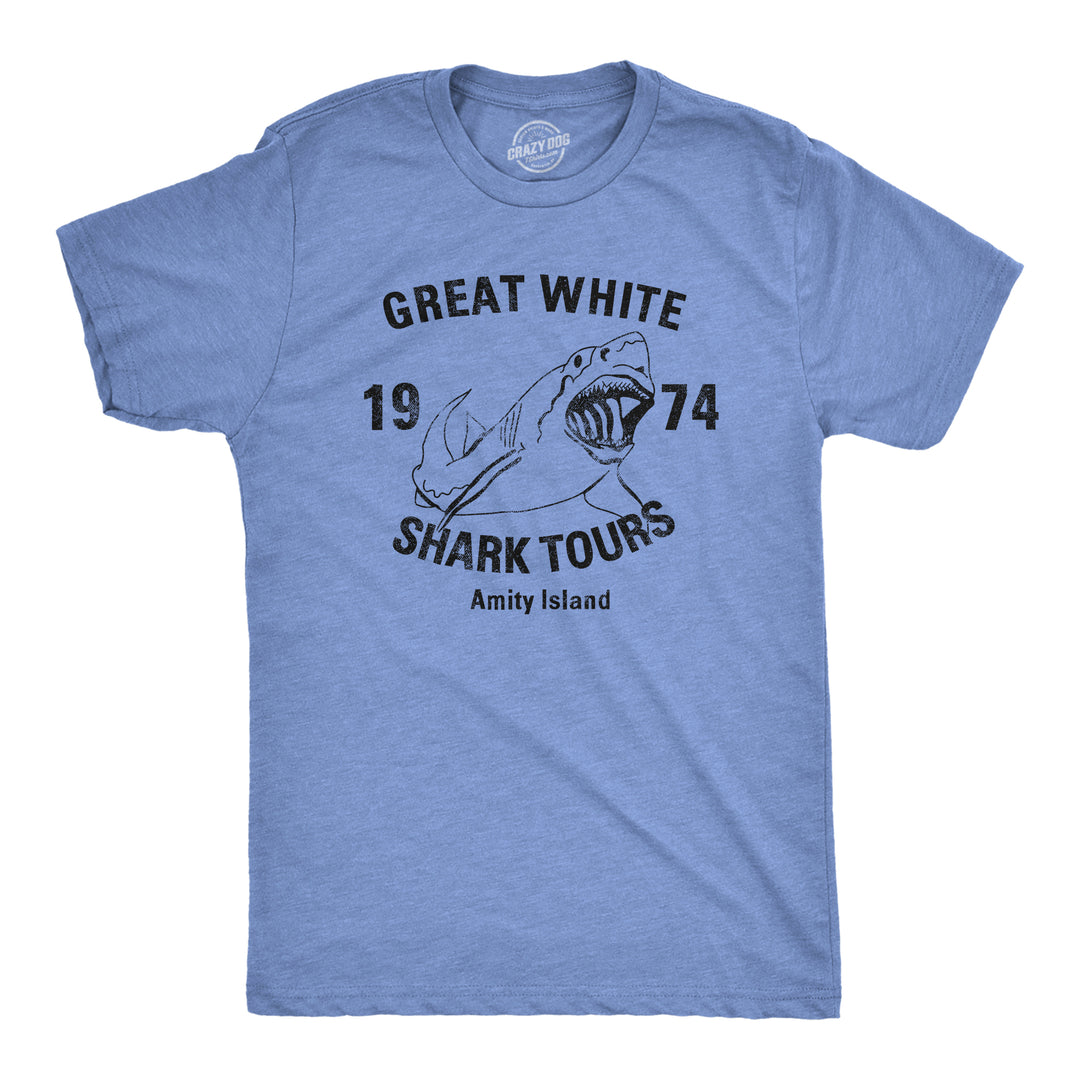 Funny Heather Light Blue Mens T Shirt Nerdy Shark Week TV & Movies Retro Tee