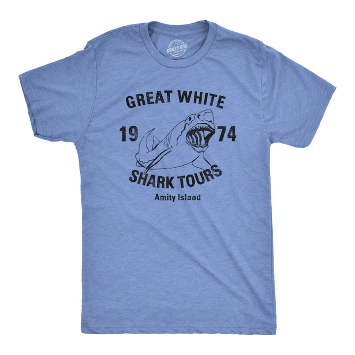 Funny Heather Light Blue Mens T Shirt Nerdy Shark Week TV & Movies Retro Tee