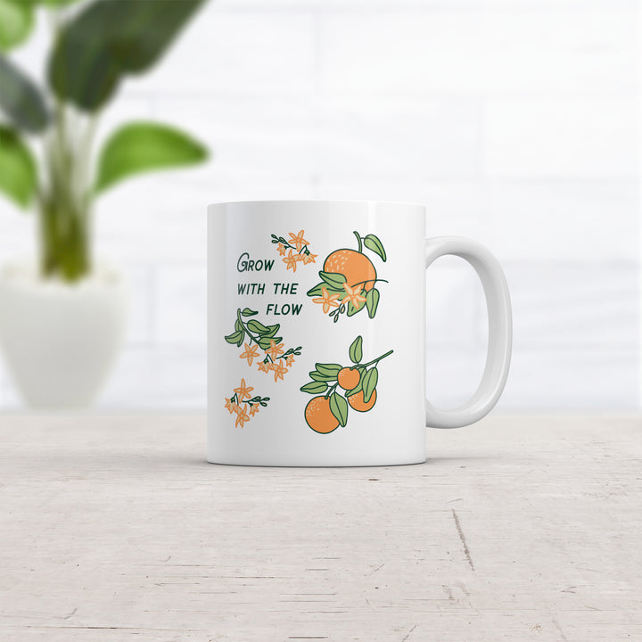 Grow With The Flow Mug Cute Flower Plant Orange Graphic Novelty Coffee Cup-11oz