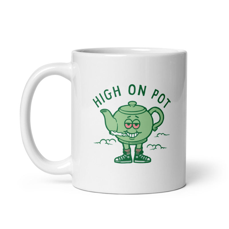 Funny White High On Pot Coffee Mug Nerdy 420 Sarcastic Tee