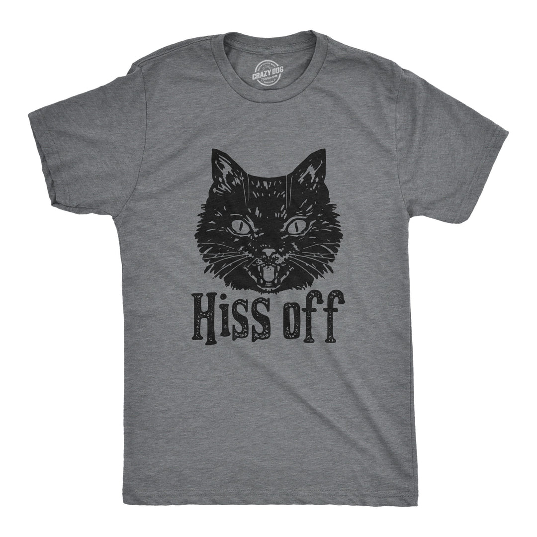 Funny Dark Heather Grey - HISS Hiss Off Mens T Shirt Nerdy Cat Tee