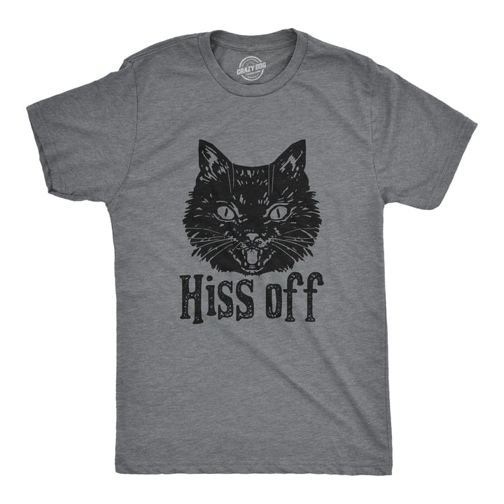 Funny Dark Heather Grey - HISS Hiss Off Mens T Shirt Nerdy Cat Tee