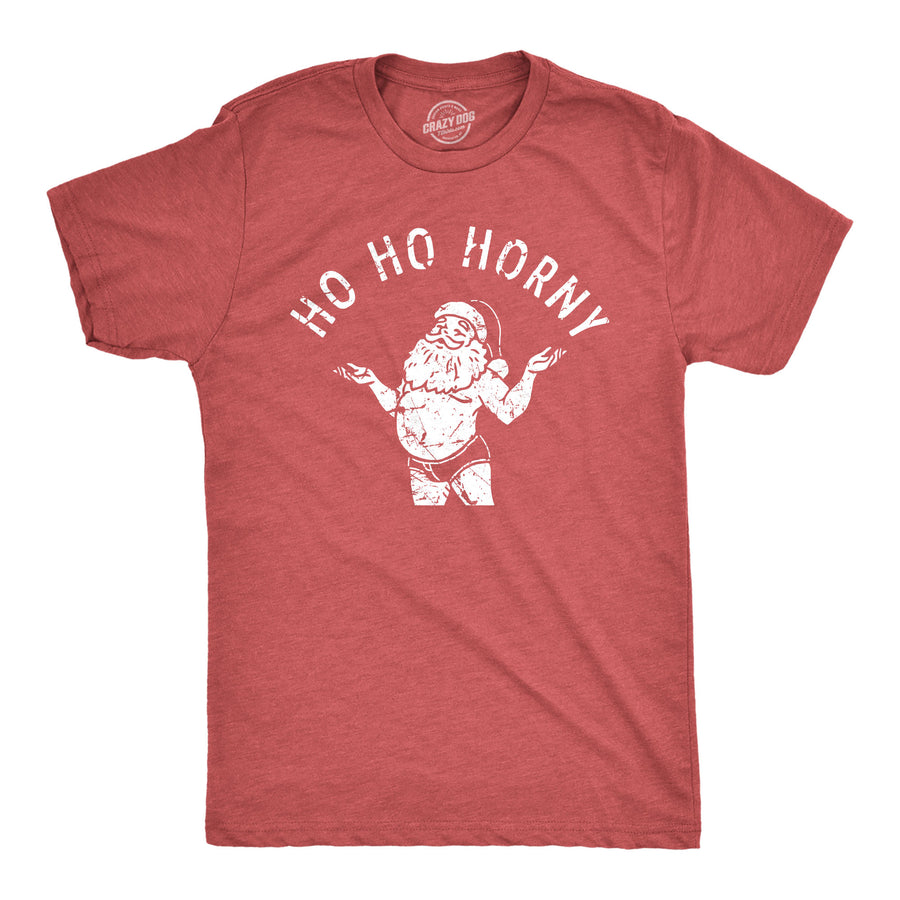 Funny Heather Red - HORNY Ho Ho Horny Mens T Shirt Nerdy Christmas Sex Tee