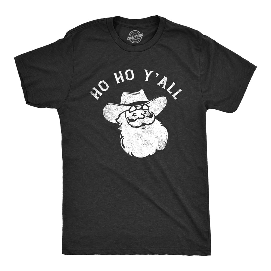 Funny Heather Black - YALL Ho Ho Yall Mens T Shirt Nerdy Christmas Sarcastic Tee