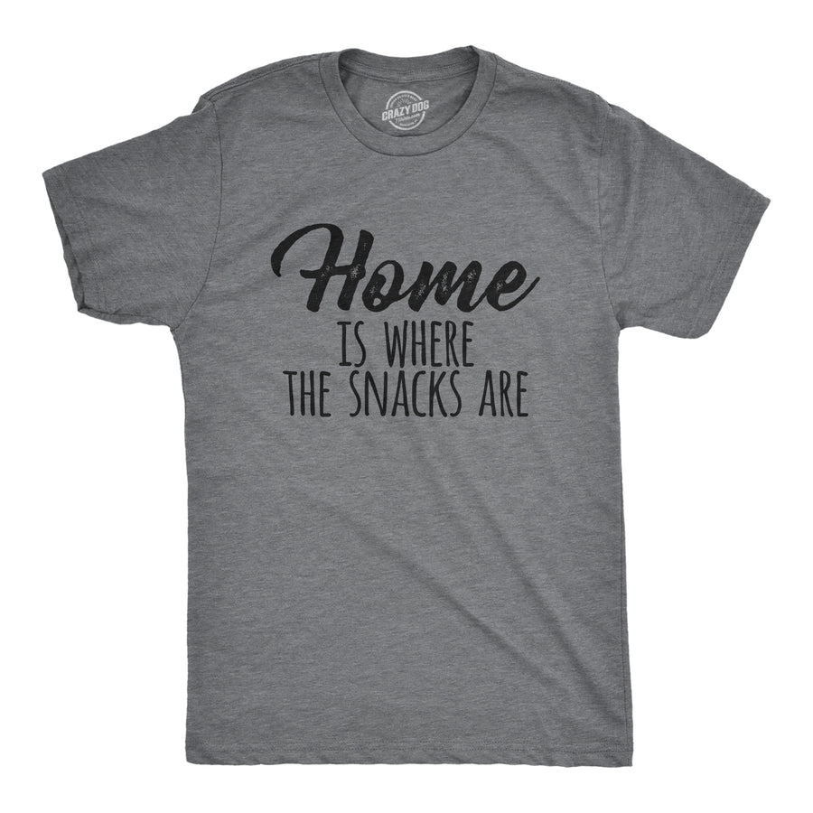 Funny Dark Heather Grey - SNACKS Home Is Where The Snacks Are Mens T Shirt Nerdy Food Tee
