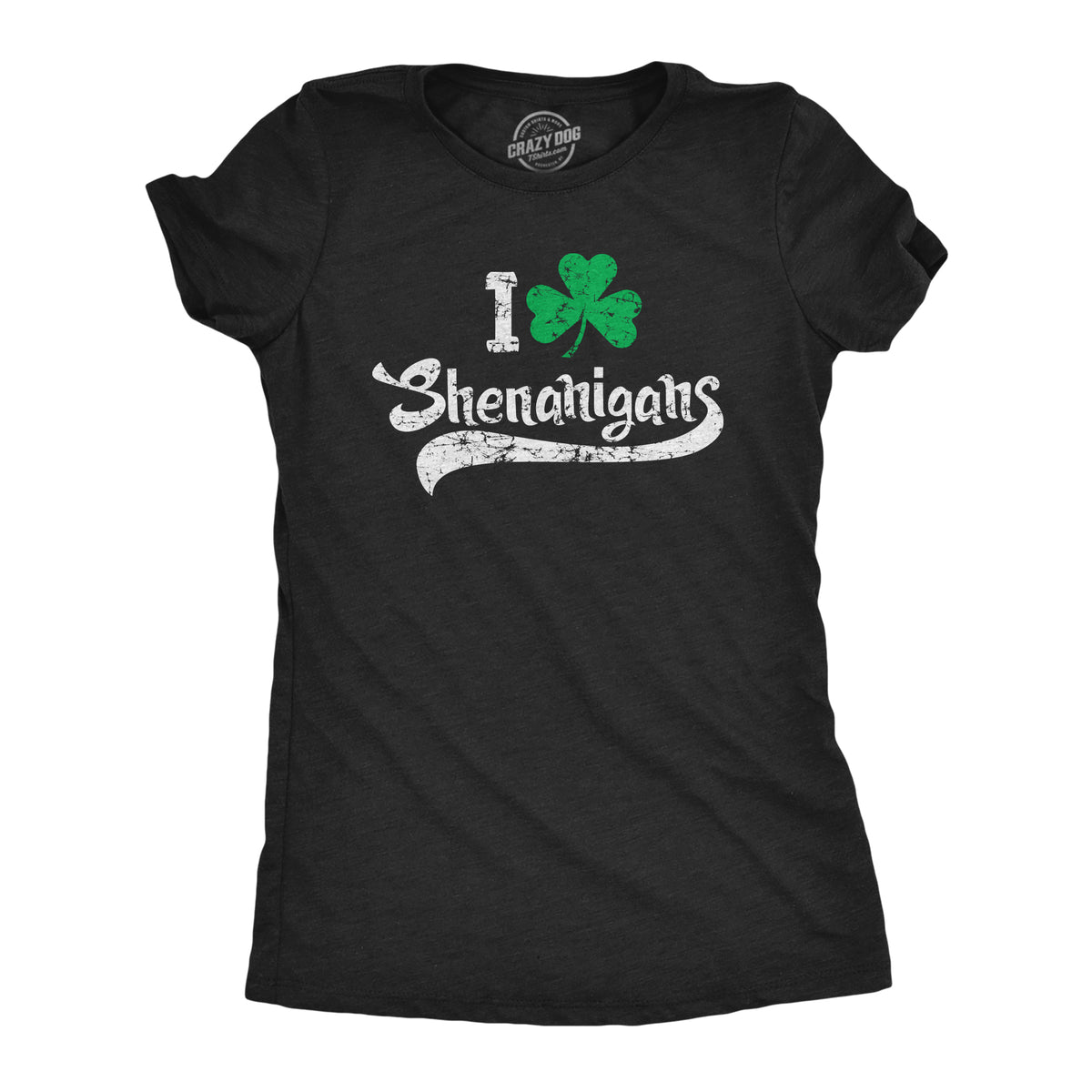 Funny Heather Black - Two Color Print I Clover Shenanigans Womens T Shirt Nerdy Saint Patrick&#39;s Day Drinking Tee