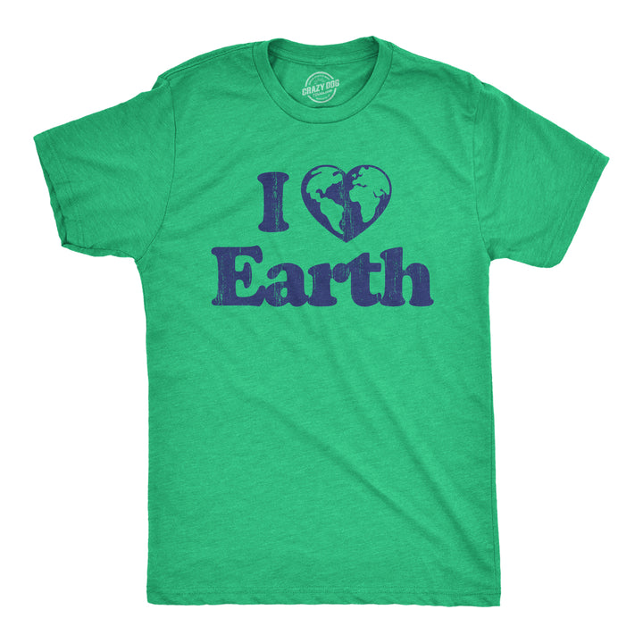 Funny Heather Green - Heart Earth I Heart Earth Mens T Shirt Nerdy Earth Tee