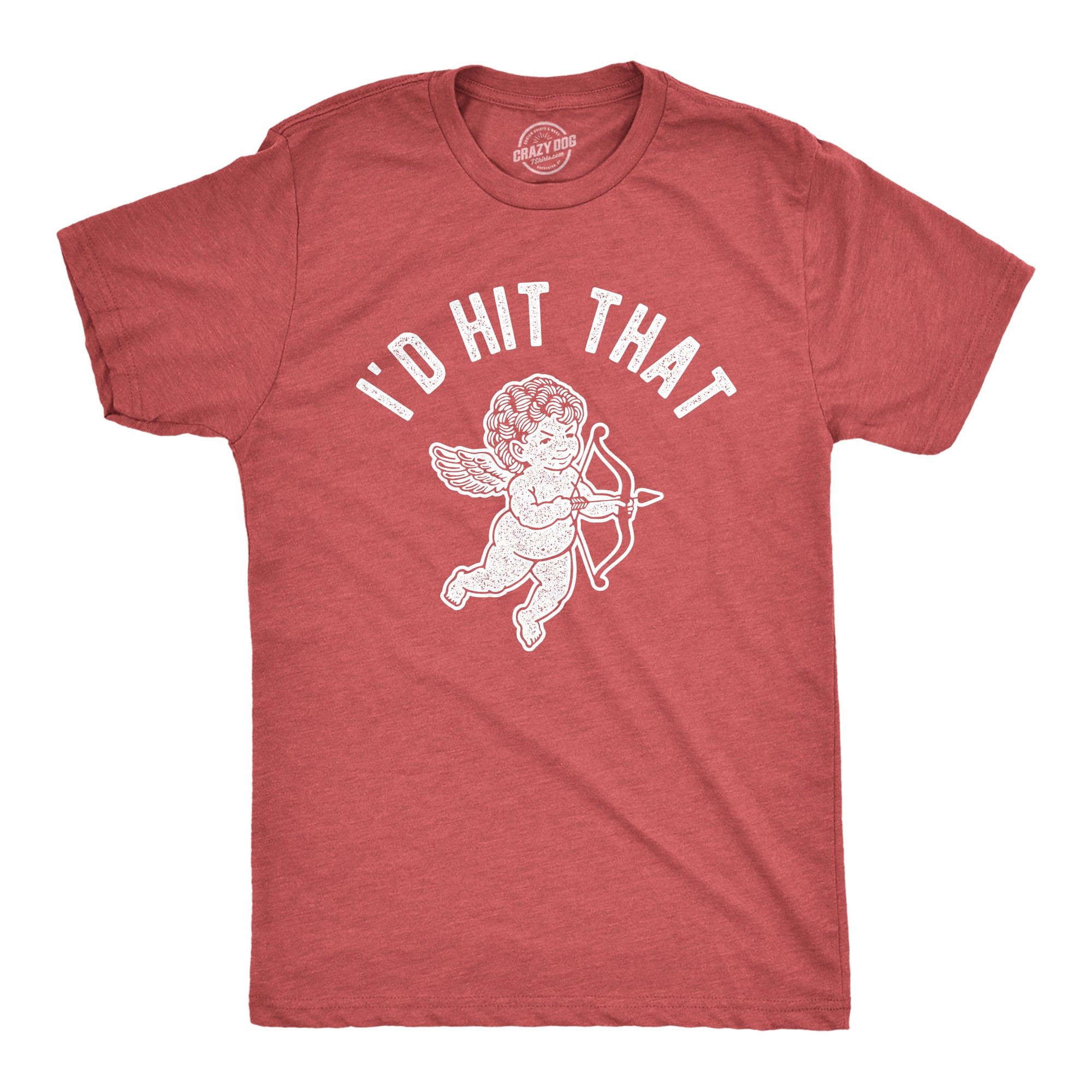 Funny Heather Red - Id Hit That I'd Hit That Cupid Mens T Shirt Nerdy Valentine's Day Sarcastic Tee