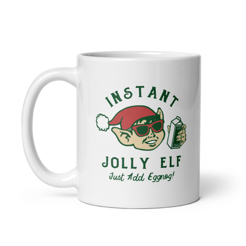 Funny White Instant Jolly Elf Coffee Mug Nerdy Christmas Tee