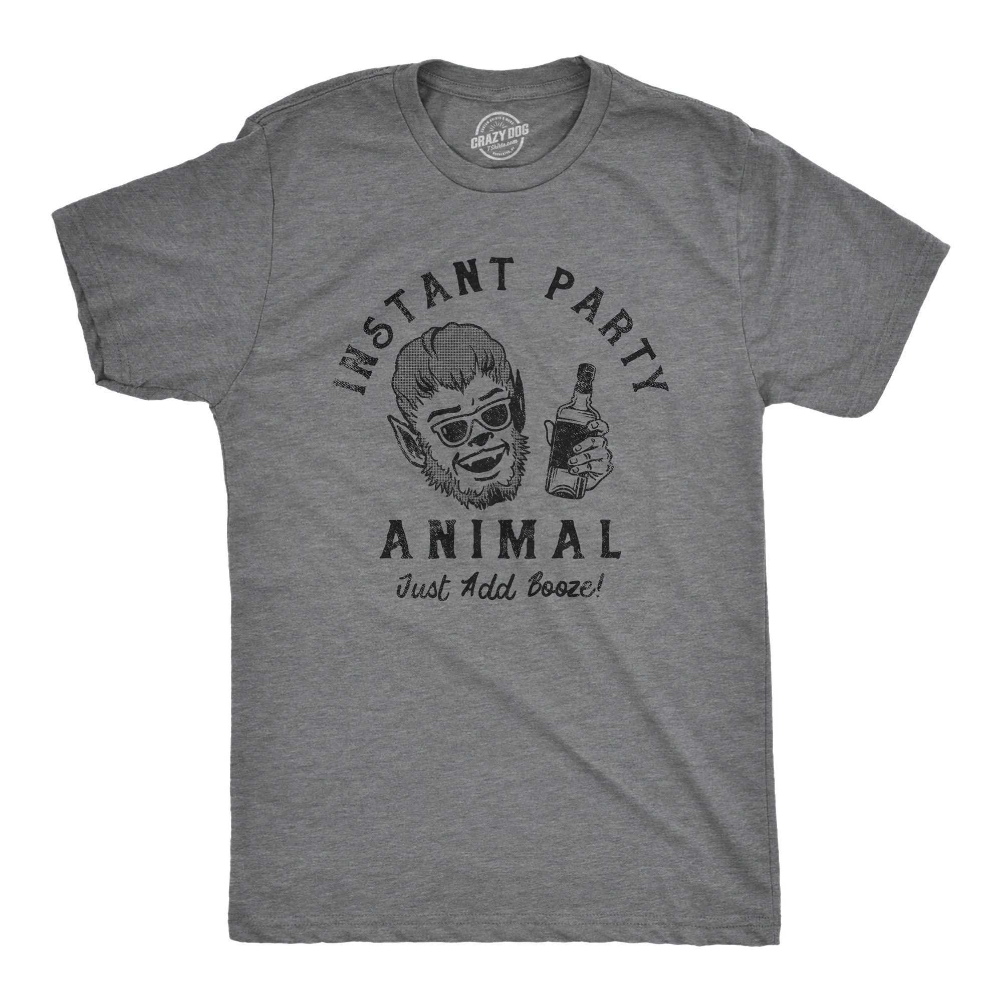 Funny Dark Heather Grey - ANIMAL Instant Party Animal Mens T Shirt Nerdy Halloween Drinking Tee