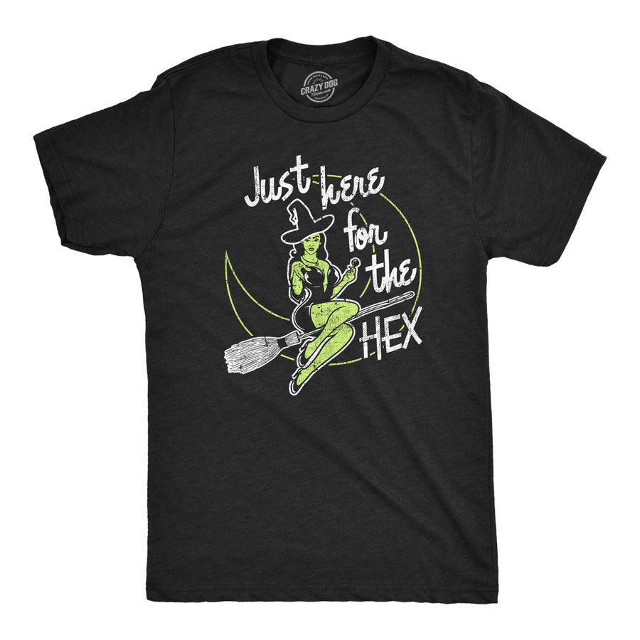 Funny Heather Black - HEX Just Here For The Hex Mens T Shirt Nerdy Halloween Sex Tee