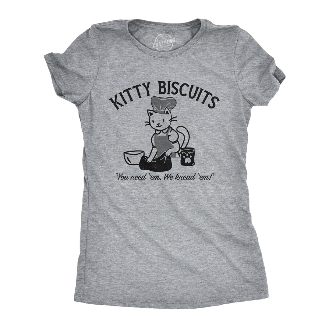 Funny Light Heather Grey - BISCUITS Kitty Biscuits Womens T Shirt Nerdy Cat Food Tee