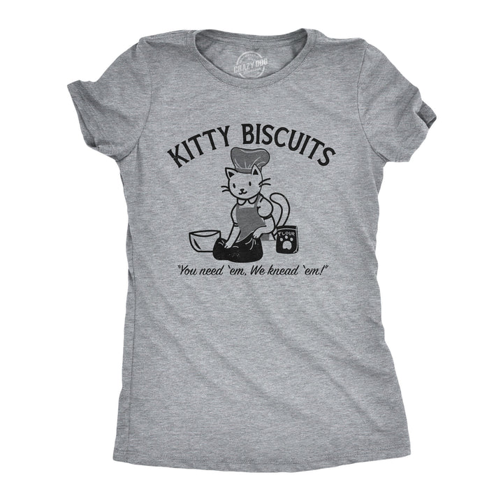 Funny Light Heather Grey - BISCUITS Kitty Biscuits Womens T Shirt Nerdy Cat Food Tee