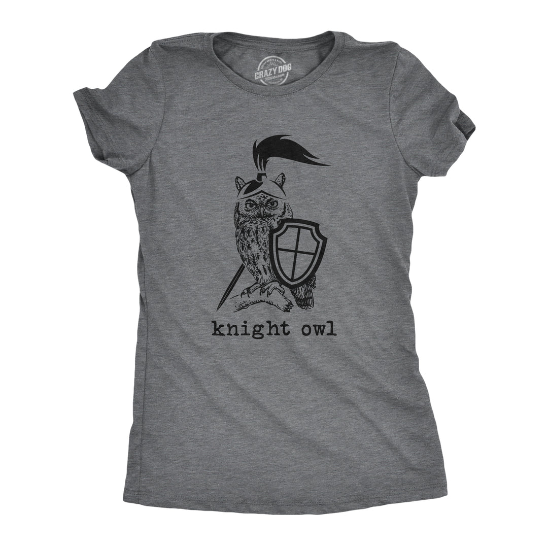 Funny Dark Heather Grey - KNIGHT Knight Owl Womens T Shirt Nerdy animal Tee